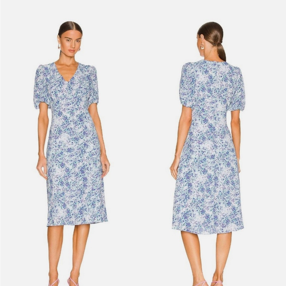 Floral Print midi Dress with puff sleeves size M
